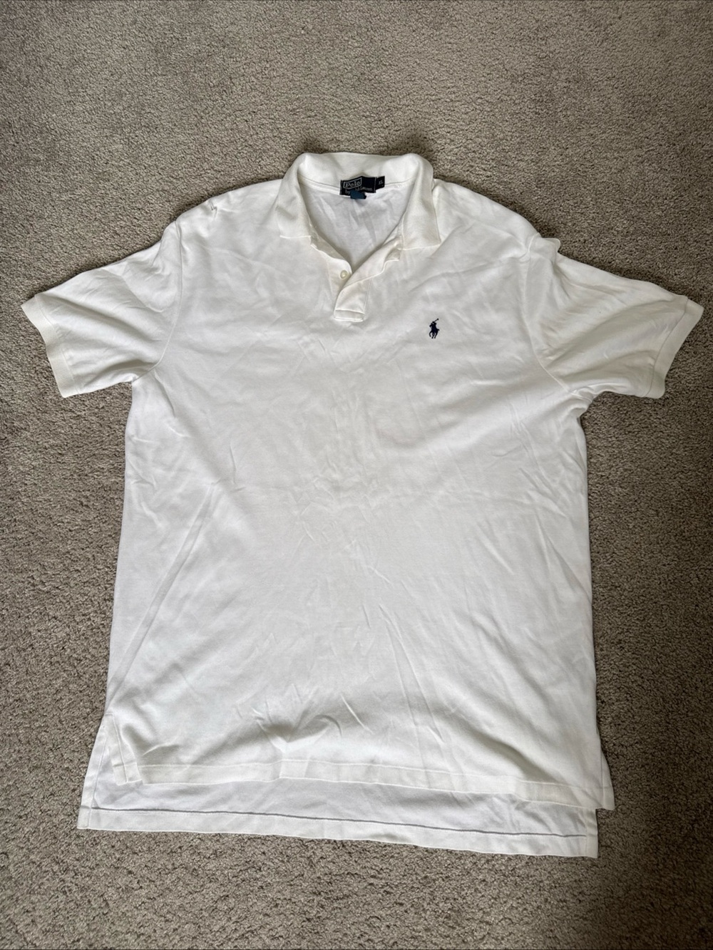 Polo Ralph Lauren Mens White Polo Shirt XL Quiet Luxury -Flaw